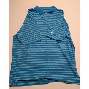 Nike Golf Dri-FIT Polo Shirt Mens Large Blue Striped Short Sleeve Performance